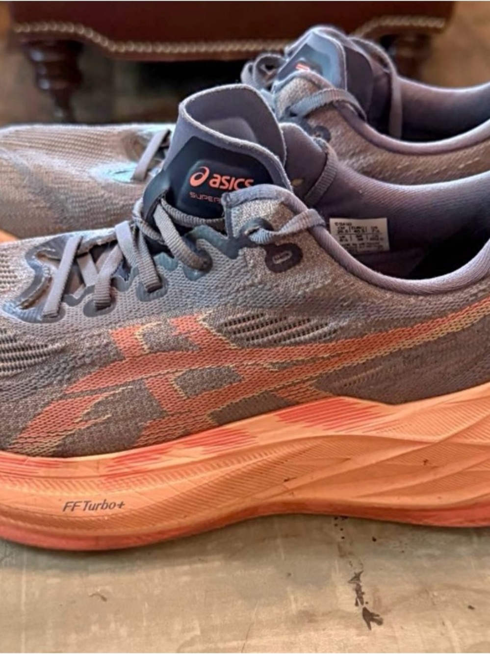 ASICS Women's Superblast Running Shoes - Gray with Coral Accents